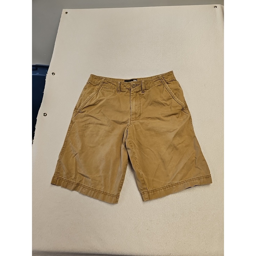 Op Mens Casual Shorts Khaki Flat Front Pockets 4 Way Stretch Zip Bermuda 34